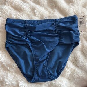 Raisins Curve Navy Ruched High-Waist Bikini Bottoms